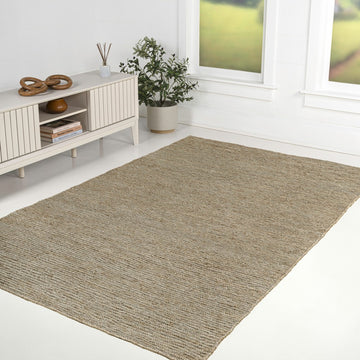 Griffin Rustic Farmhouse Woven Jute Solid Area Rug